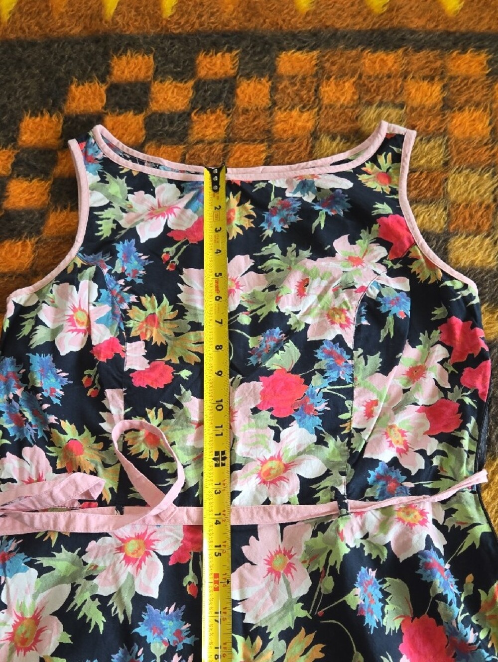 Vintage Newport News Navy Floral Dress with Pink Accents - Picture 5 of 8